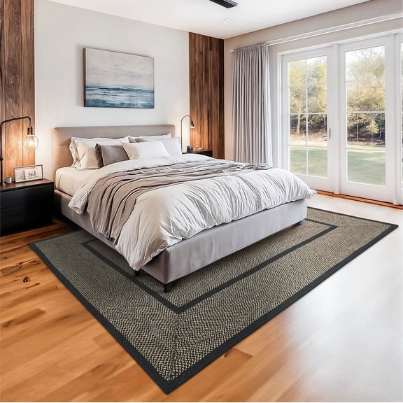 Homespice Manchester Black and Tan Rustic Braided Rug 4x6' Perfect for Your Country Style Home