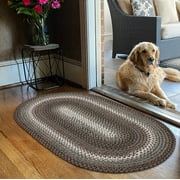 Homespice Midnight Moon 27x45" Oval Black Braided Rug, Washable Kitchen rug, Bathroom rug, Entryway rug