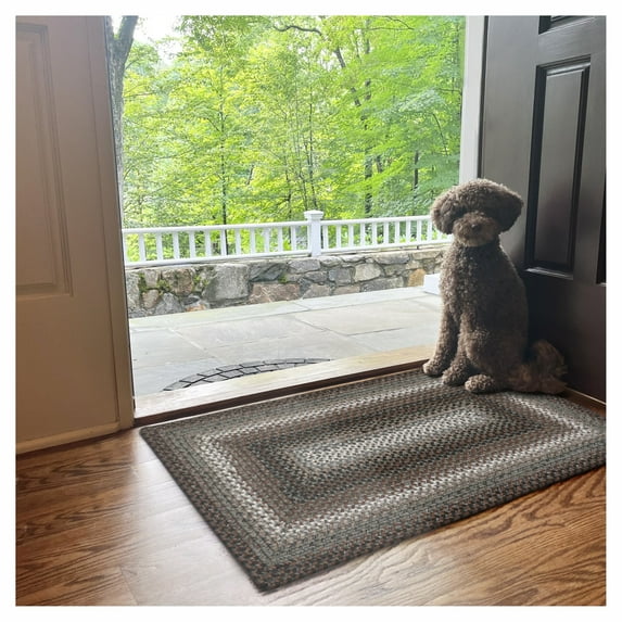 Homespice Midnight Moon Braided Rug 20x30in Rect Grey-Black-Brown Colors. Washable Indoor-Outdoor Rug Entryway, Kitchen, Bathroom Comfort Standing Mat