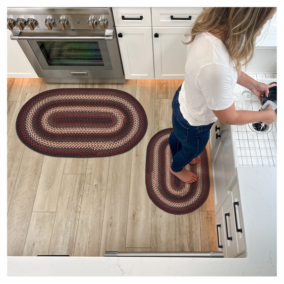 Homespice Montgomery 20x30" Oval Black Braided Rug, Washable Kitchen rug, Bathroom rug, Entryway rug