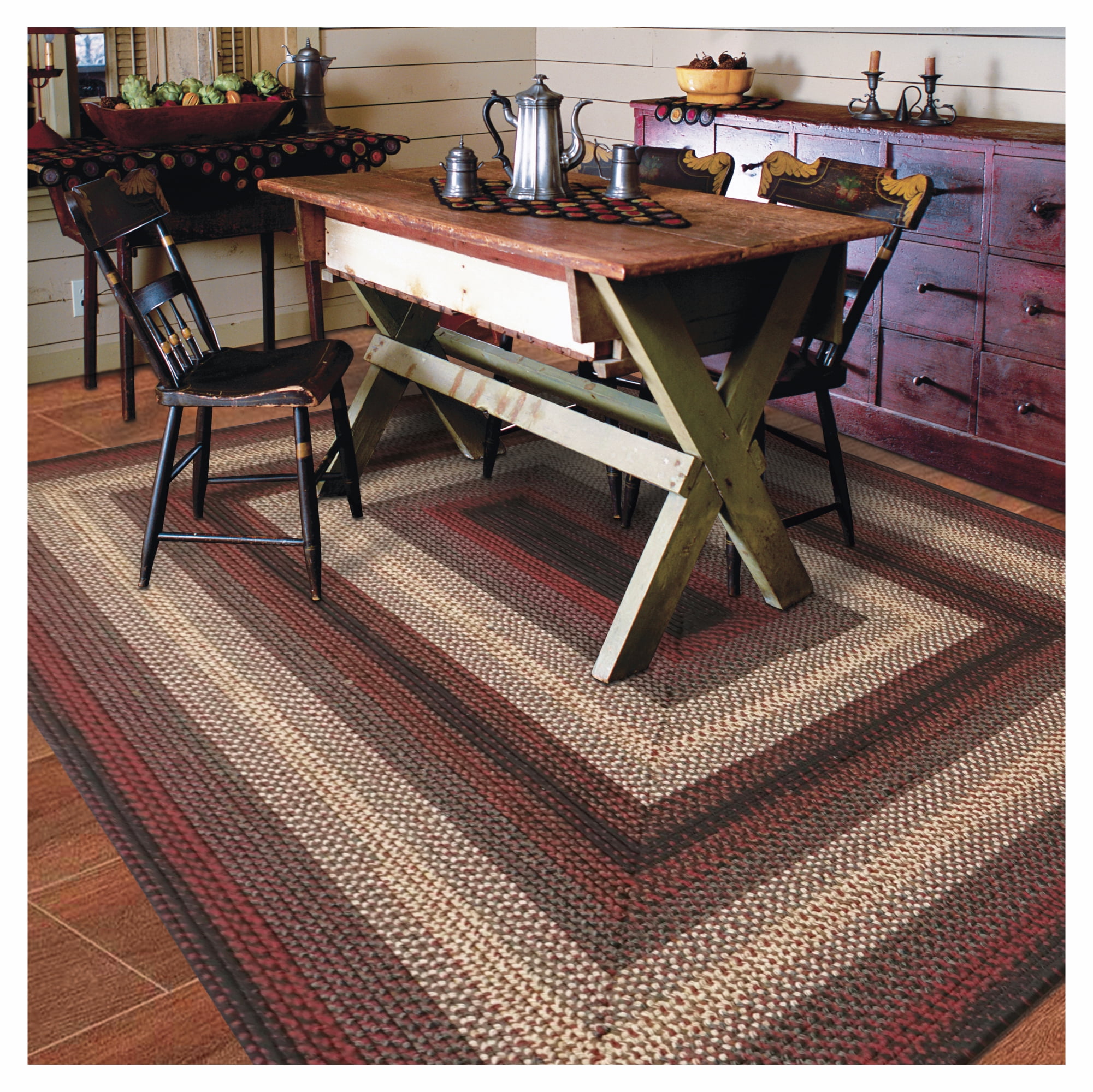 Homespice Montgomery 4x6' Black Braided Rug, Washable Rug for Dining