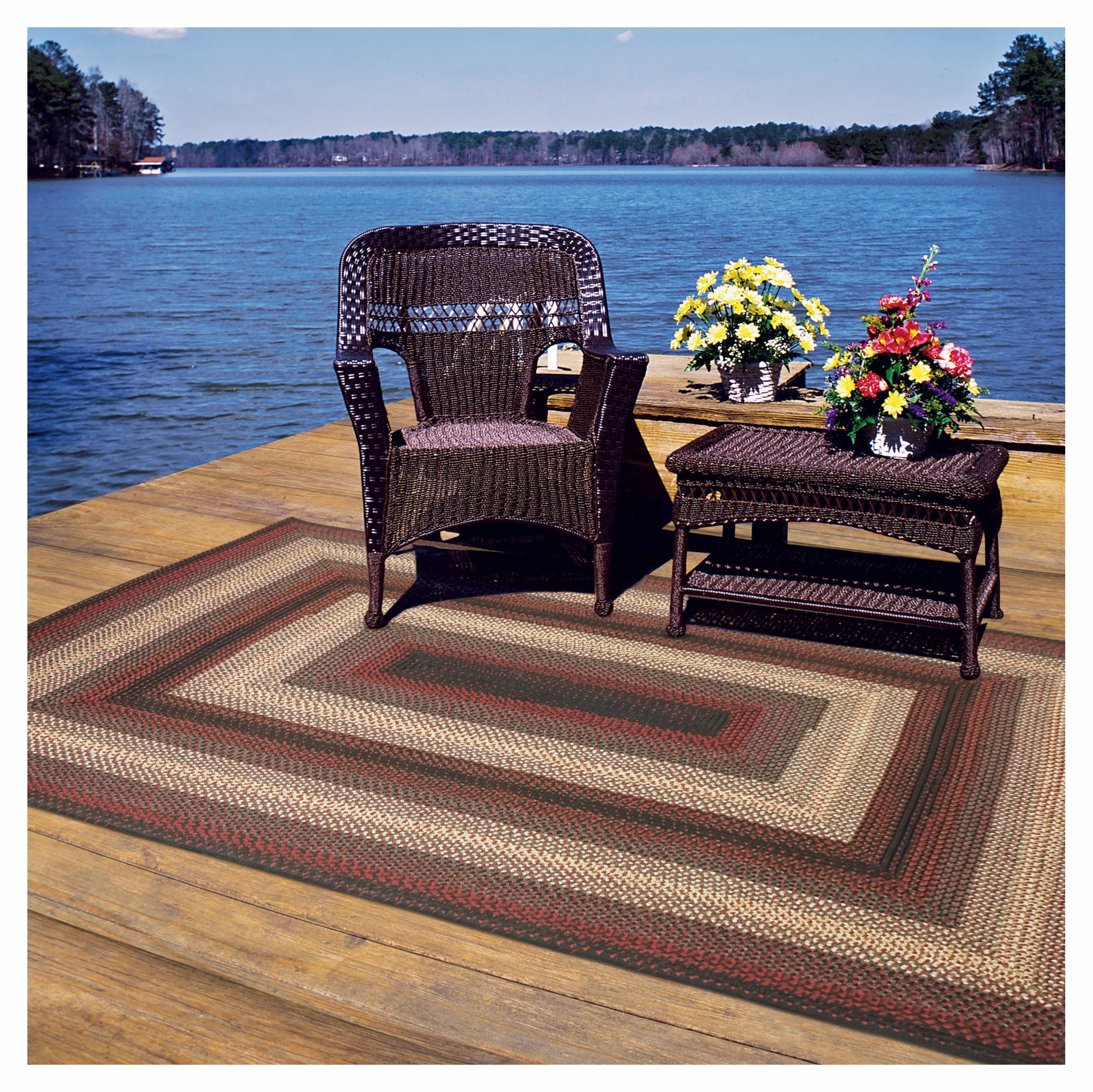 Outside Rustic Rug Homespice Montgomery Black Braided Outdoor Rug 4x6' A Black And ...