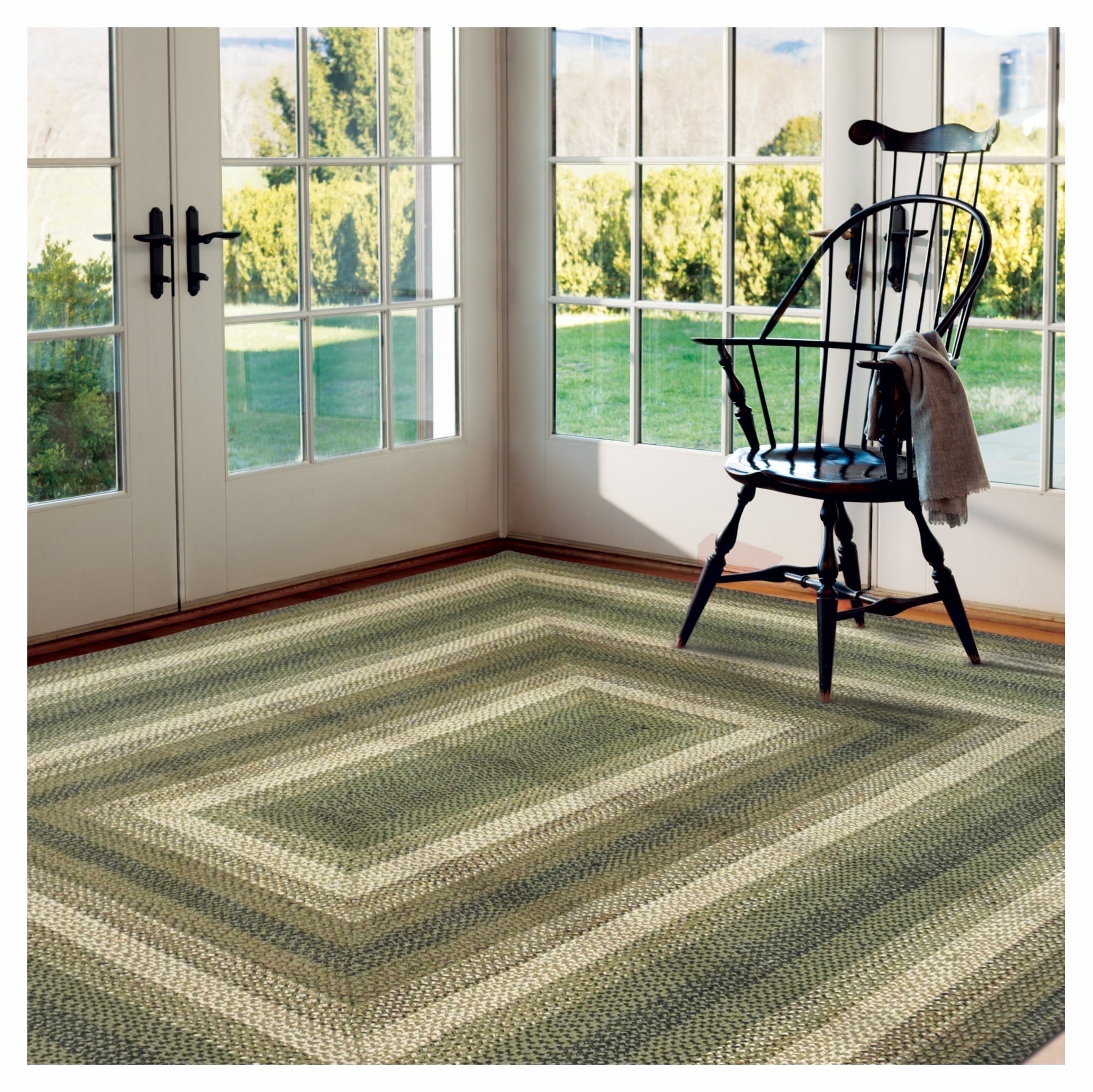 Homespice Pinecone Country Style Rugs for Living Room 8x10', A Large Green Braided Rug - Walmart.com