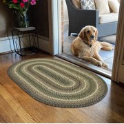 Homespice Pinecone Green Braided Rug 20x30 Oval Green Rustic Entry Mat Rug and Country Kitchen Mat