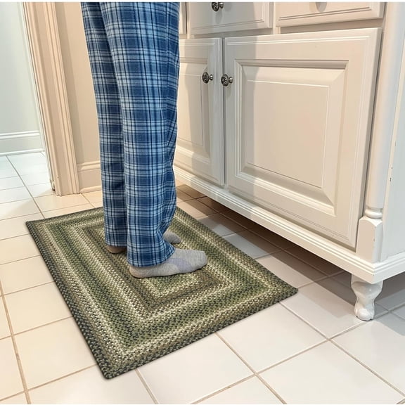 Homespice Pinecone Rustic Braided Rugs 20x30 Green Rug for Indoor Entryway