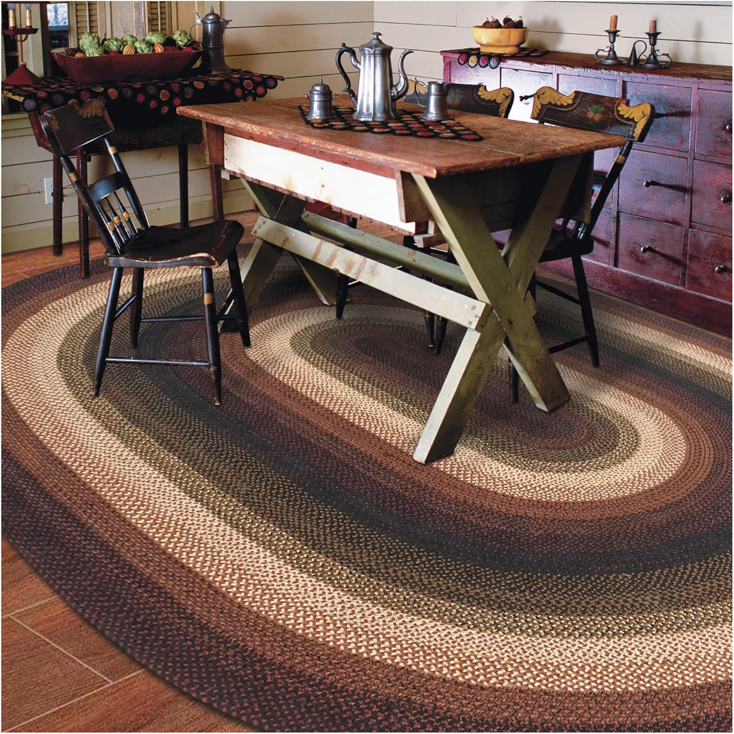 Homespice Prescott Jute Black 4x6' Braided Rugs Oval Rugs for Living ...
