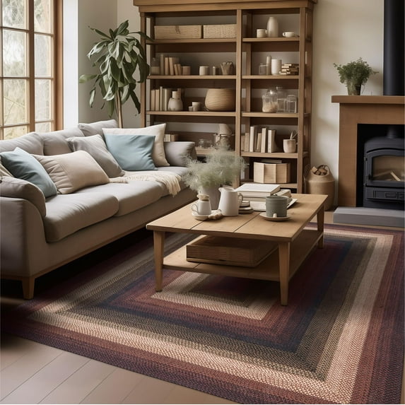 Homespice Prescott Jute Black 6x9' Braided Rug for Living Room, Bedroom Rug and Dining Room. Pet Friendly. Decor Styles- Farmhouse Rug, Rustic, Vintage, Cottage, Primitive, Country, Boho Rug