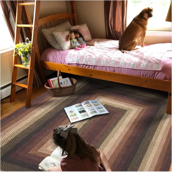 Homespice Prescott Jute Black 8x10' Braided Area Rug for Living Room, Bedroom Rug and Dining Room. Pet Friendly. Decor Styles- Farmhouse Rug, Rustic, Vintage, Cottage, Primitive, Country, Boho Rug