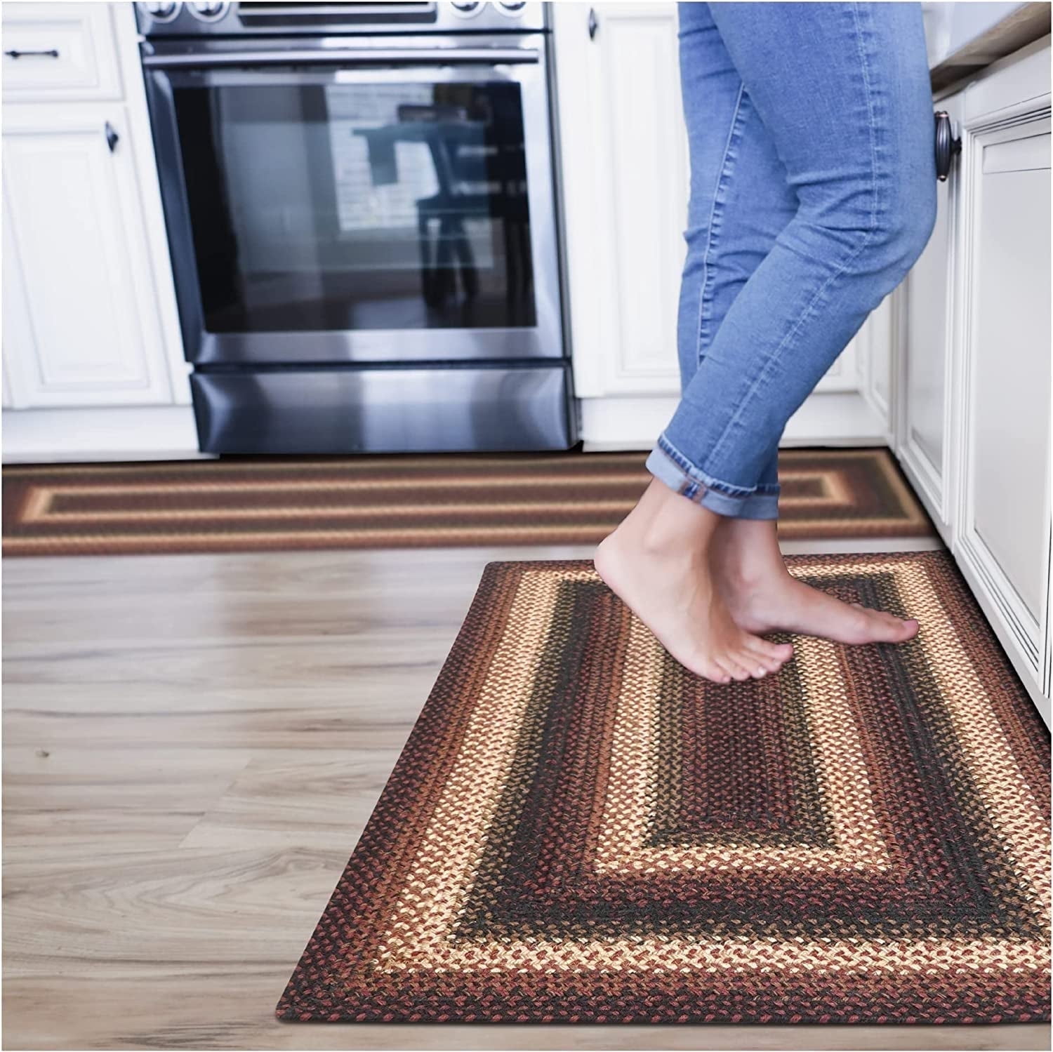 Homespice Prescott Jute Braided Rug 20x30in Rect Black-Red-Brown ...
