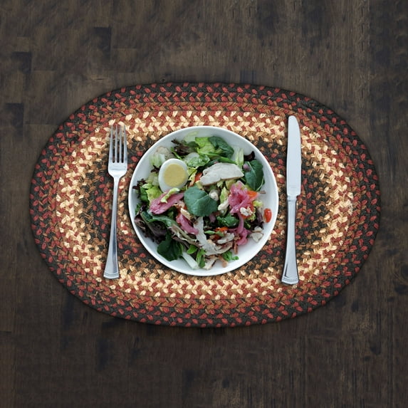 Homespice Prescott Jute Braided Vintage Placemat 13" x 19" Oval ( Pack Of 4 ) Black Table Placemat For Dining Table Mat, Spoon Rest Mats, Table Top And Hot Pot Holders
