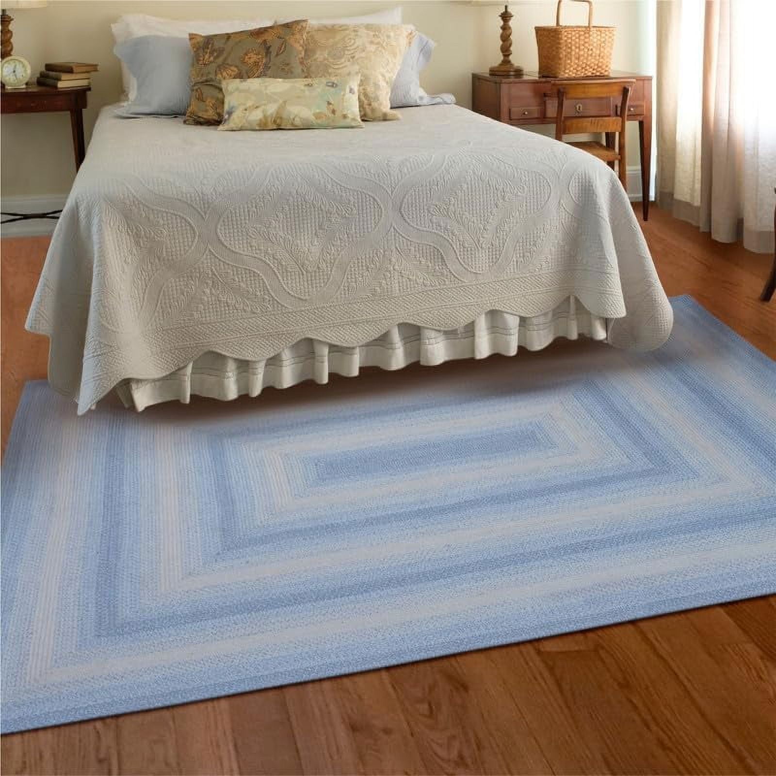 Sky Blue 5' x 8' Braided Handmade Viscose Rug