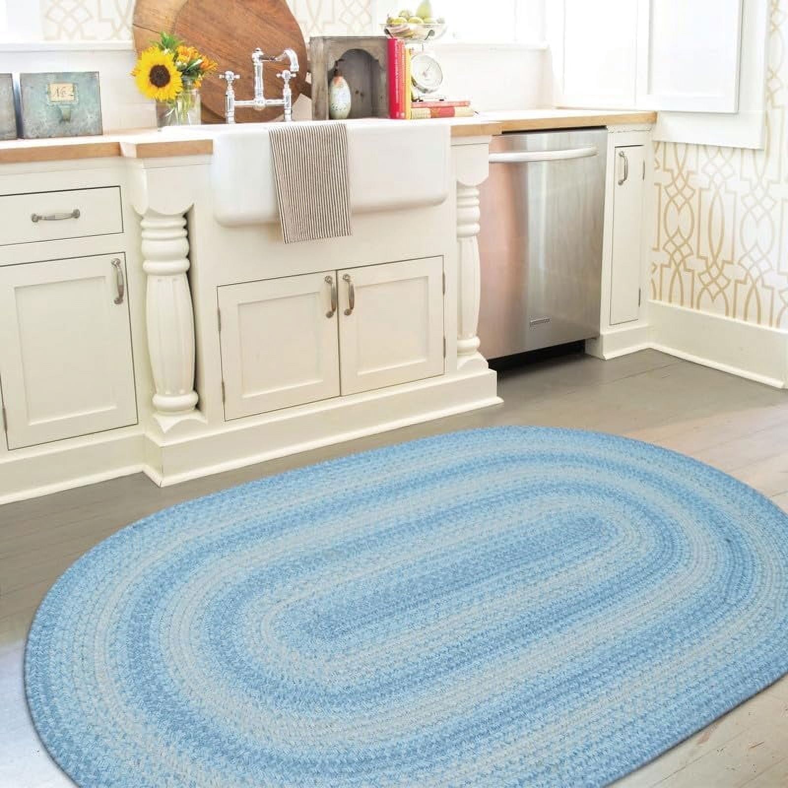 Small Rug Country Homespice Sky Blue Oval Country Rug 27x45, Perfect Small Braided Rug ...