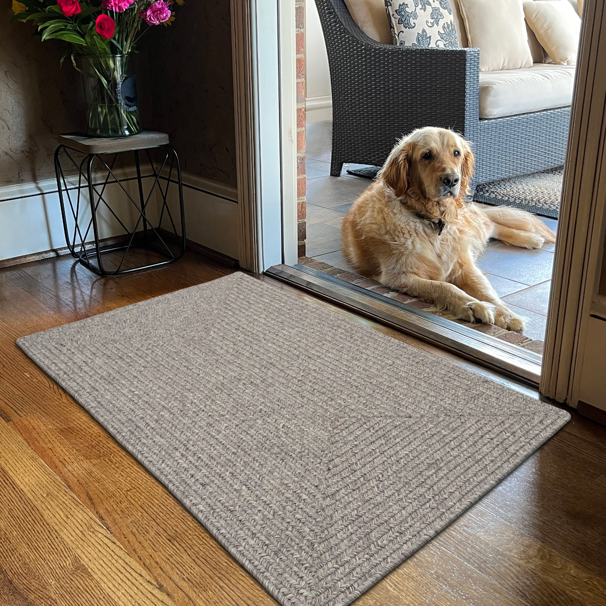 Homespice Slate 27x45" Gray Braided Rug, Washable Kitchen rug, Bathroom