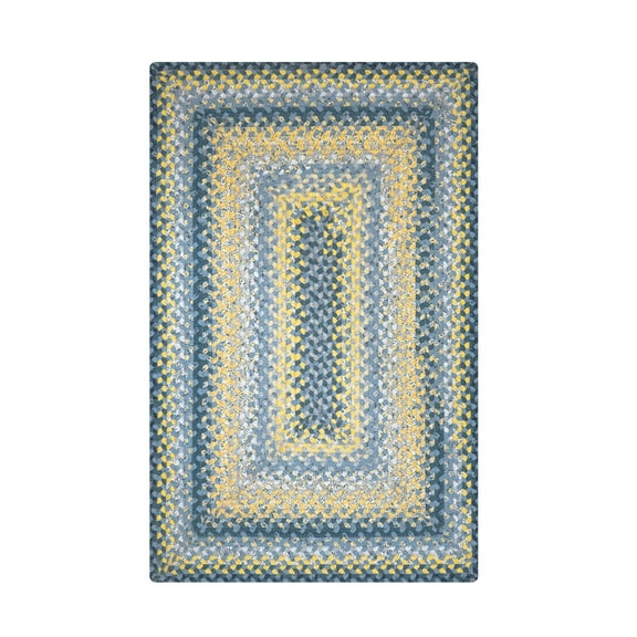 Homespice Sunflowers Reversible Blue Cotton Rug 20" x 30" Rect. Braided Area Rug