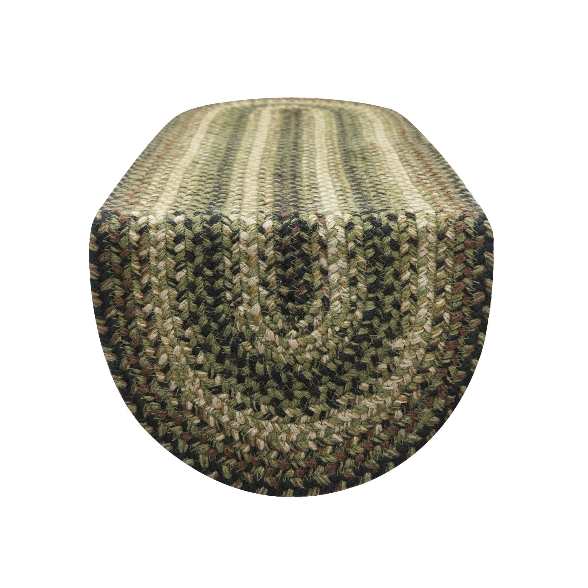 Green Pinecone Pattern Jute Oval Table Runner, 11x36 Inches