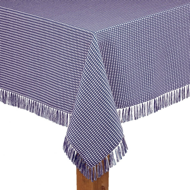 Homespun Fringed 60 in. x 84 in. Marine 100% Cotton Tablecloth Homespun Fringed 60 in. x 84 in. Marine 100% Cotton Tablecloth