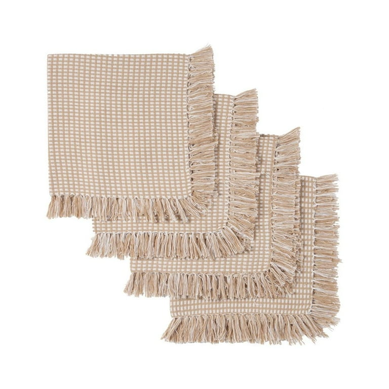 Homespun Fringed 18 in. x 18 in. Hunter Green 100% Cotton Napkins (4-Pack)