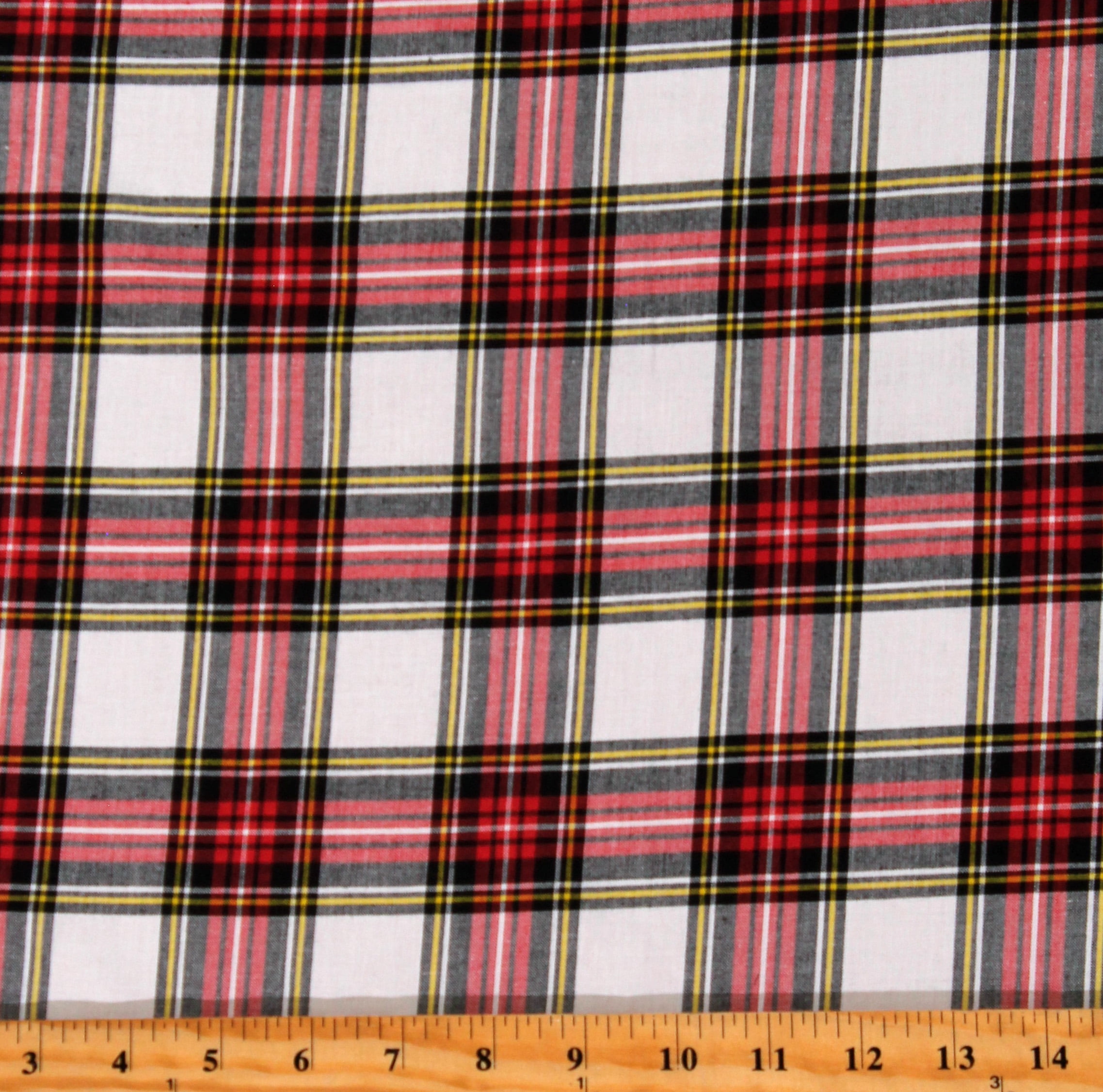 Homespun Classic Plaids Outland Tartans Red and White Plaid 100% Certified Organic Cotton Fabric by the Yard (W21780CREAM)