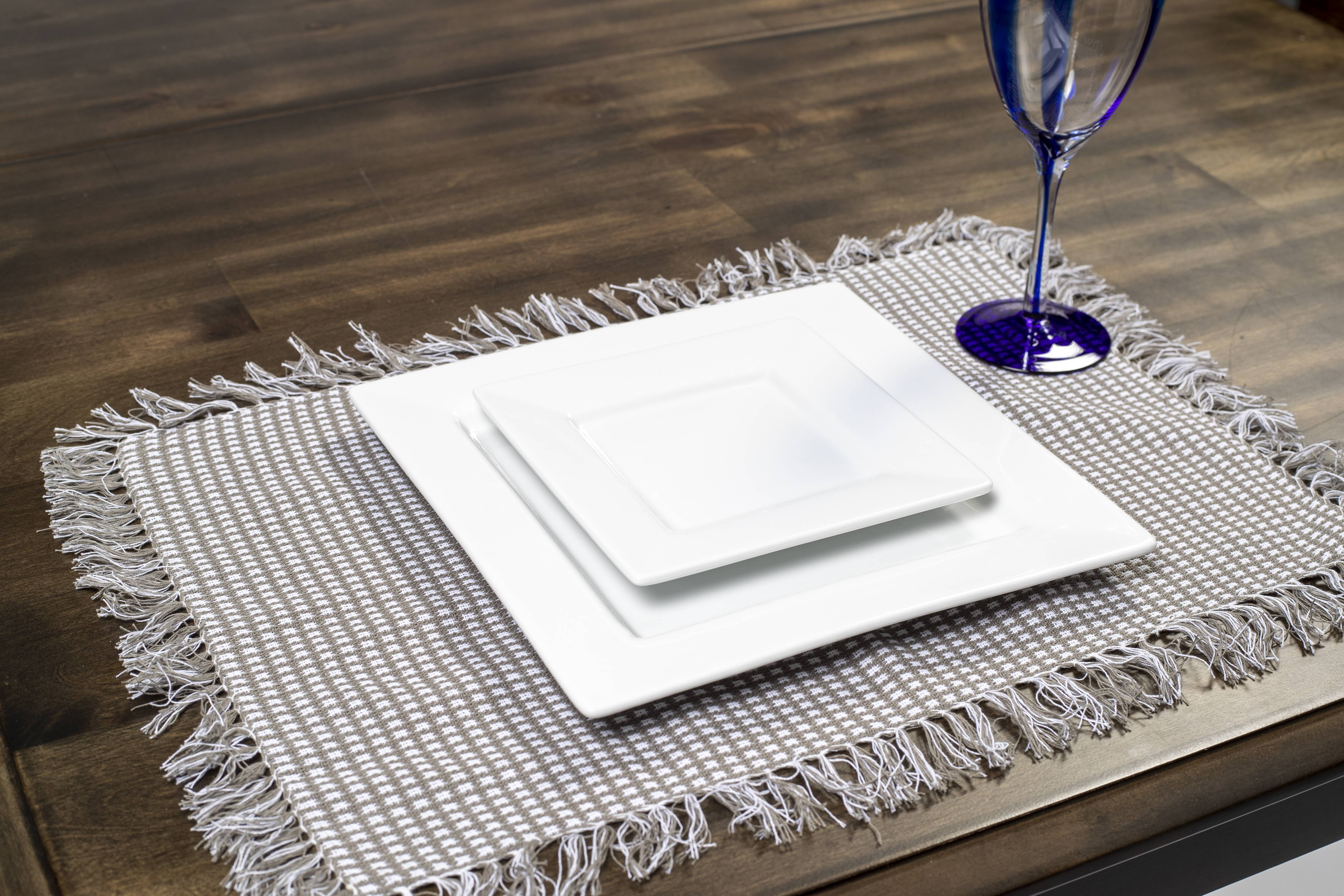 Homespun Grey 100% Cotton Placemat 13"x19" (Set of 4)