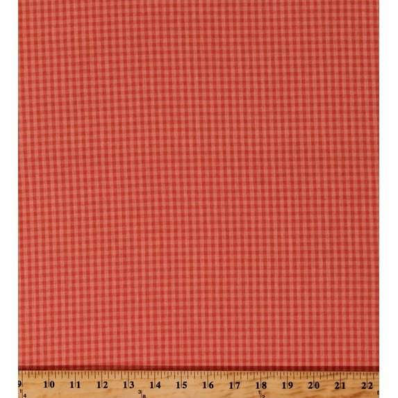 Homespun Peach 1/8" Plaid Gingham Check 100% Certified Organic Cotton Fabric by the Yard (1107)