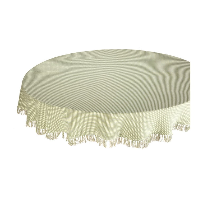 Homespun Fringed 70 in. Round Ecru 100% Cotton Tablecloth Homespun Fringed 70 in. Round Ecru 100% Cotton Tablecloth