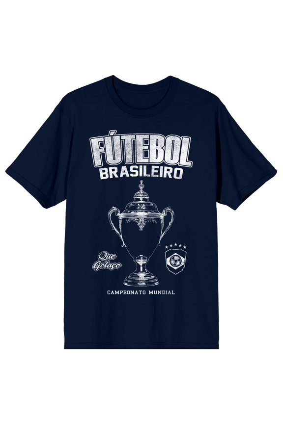 Futebol Brasileiro Que Golaco Adult Navy Crew Neck Short Sleeve T-shirt - XXL
