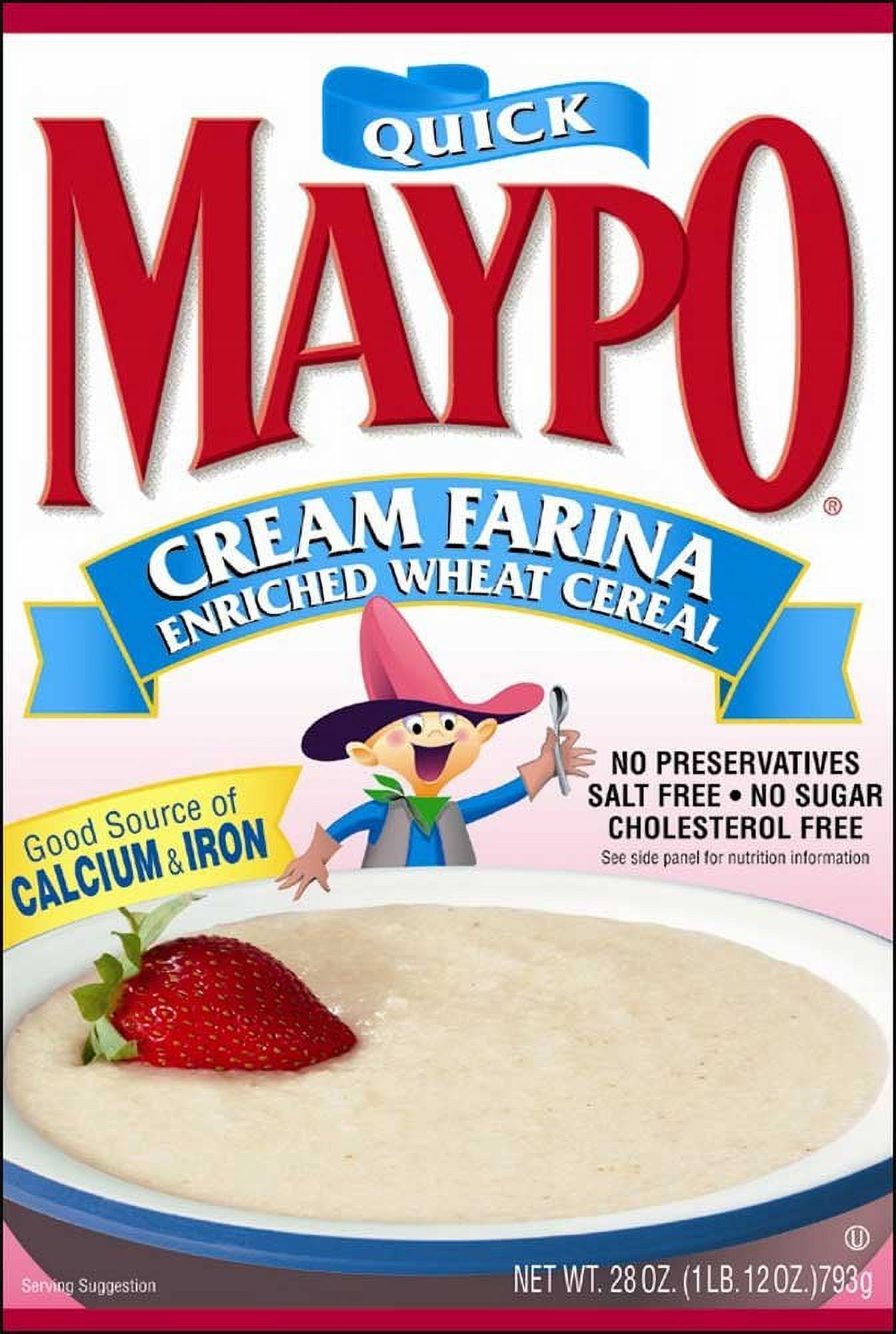 Homestate Farms Maypo Cream Farina Oatmeal Cereal, 28 Ounce - 12 per case.