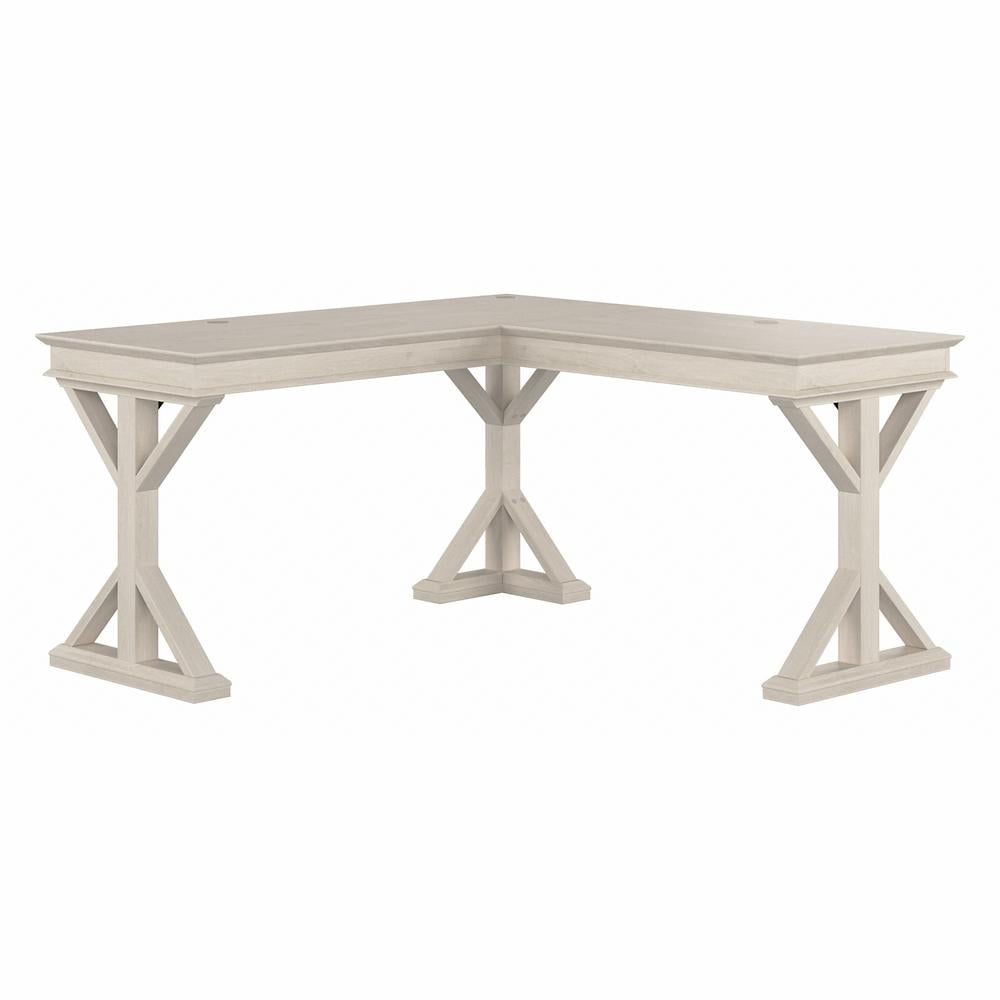 Linen White Oak Farmhouse L-Shaped Home Office Desk