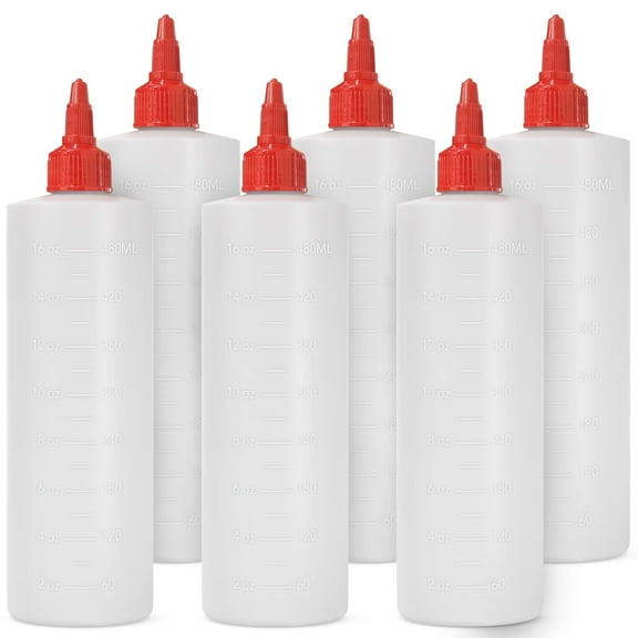 Homestead Choice 6-Pack Plastic 16 Oz Condiment Dispensers - Designed in USA, BPA Free