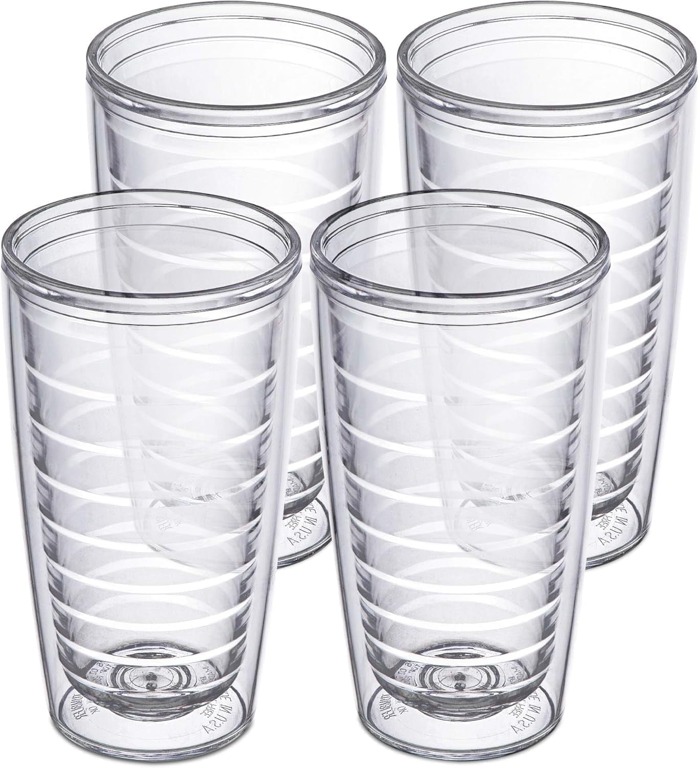 Homestead Choice Insulated Tumblers, 16oz 4-Pack Double Walled Clear Insulated Drinking Glasses Cup