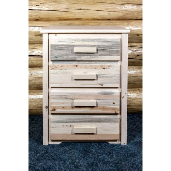 Homestead Collection 4 Drawer Chest of Drawers, Clear Lacquer Finish