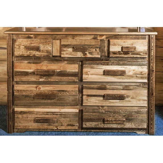Homestead Collection 9 Drawer Dresser, Stain & Clear Lacquer Finish