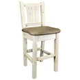 thumbnail image 1 of Homestead Collection Barstool w/ Back, Clear Lacquer Finish w/ Upholstered Seat, Buckskin Pattern, 1 of 2