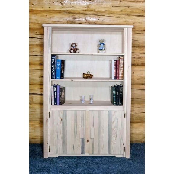 Homestead Collection Bookcase with Storage, Clear Lacquer Finish