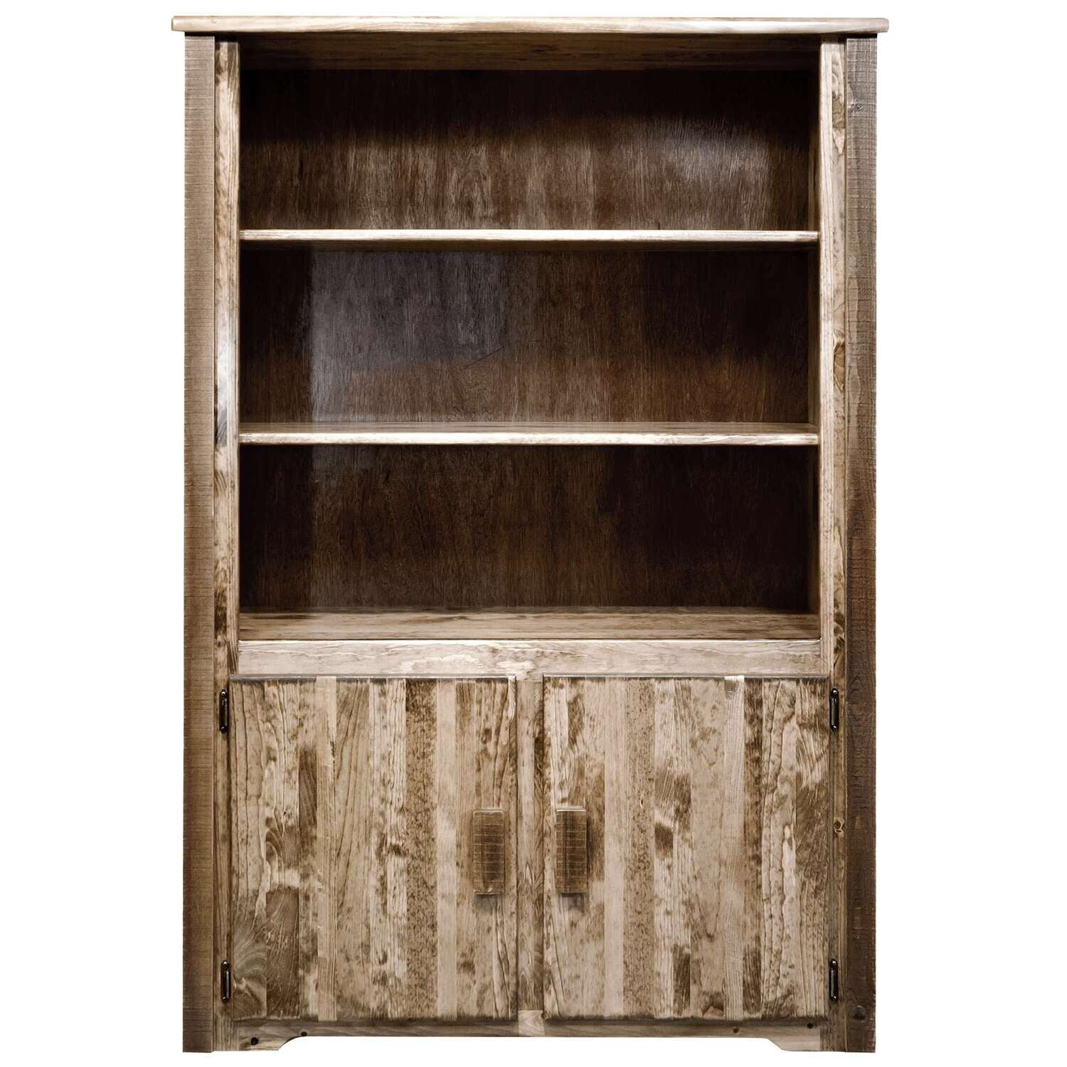 Homestead Pine 63'' Tiered Shelf Bookcase with Enclosed Storage, Handcrafted