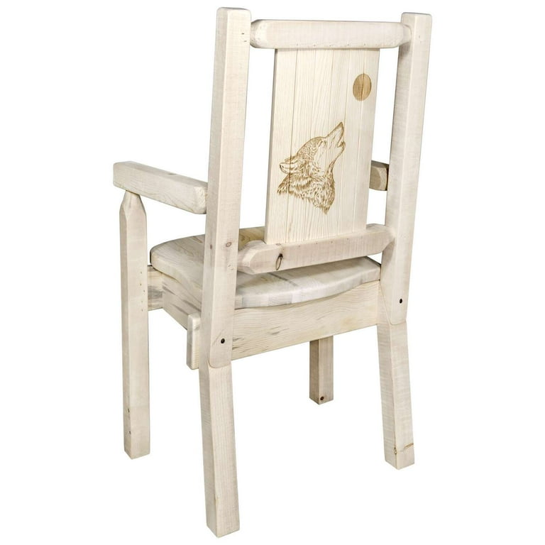 Homestead Collection Captain s Chair w Laser Engraved Wolf Design
