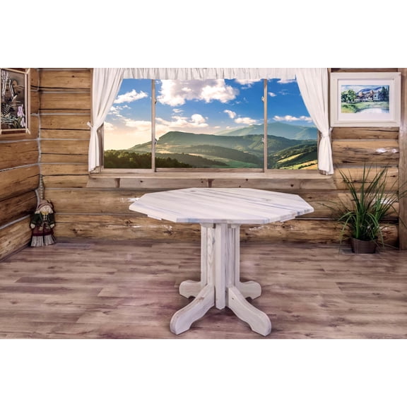 Homestead Collection Center Pedestal Table, Clear Lacquer Finish