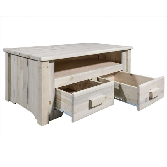 Homestead Collection Coffee Table w/ 2 Drawers, Clear Lacquer Finish