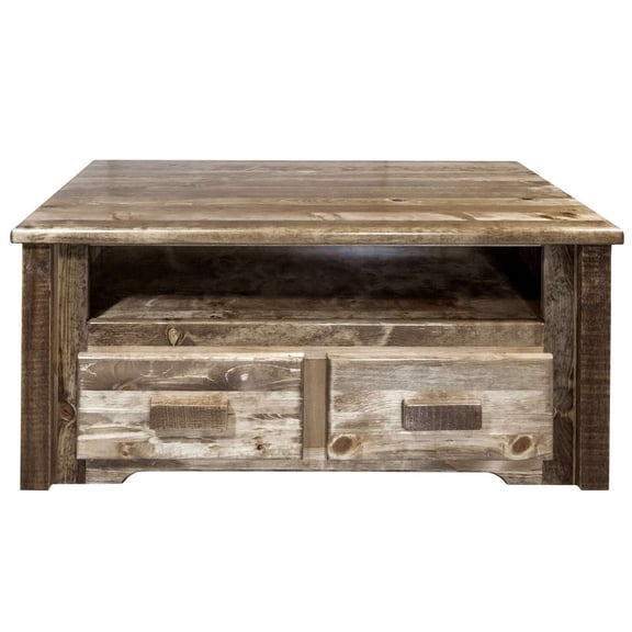Homestead Collection Coffee Table w/ 2 Drawers, Stain & Lacquer Finish