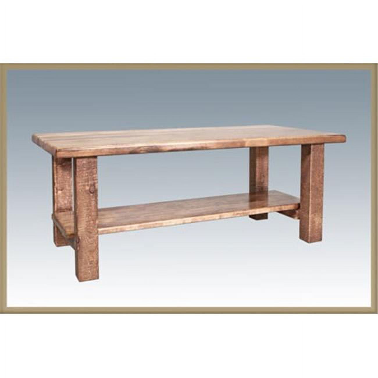 Homestead Rustic Rectangular Coffee Table with Storage Shelf