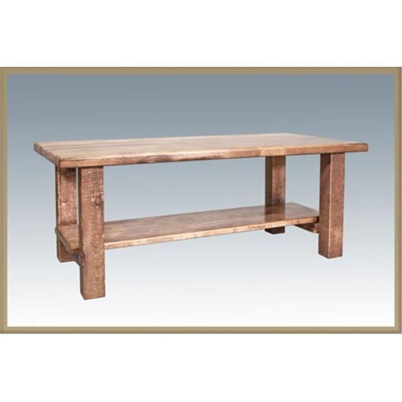 Homestead Rustic Rectangular Coffee Table with Storage Shelf
