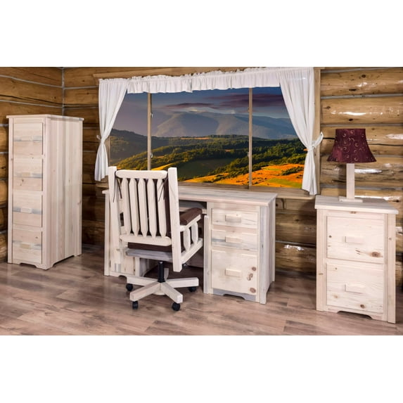 Homestead Collection Computer Desk, Clear Lacquer Finish