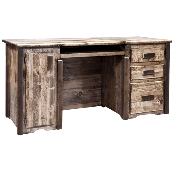 Computer Diskas Homestead Collection Computer Desk, Stain & Clear Lacquer Finish ...
