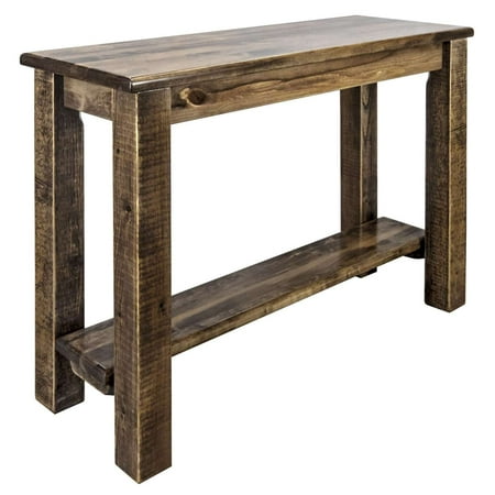 Homestead Collection Console Table w/ Shelf, Stain & Clear Lacquer Finish