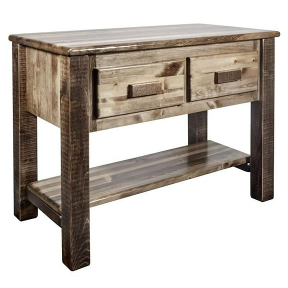 Homestead Collection Console Table with 2 Drawers, Stain & Clear Lacquer - 5.5 x 11.75 x 10.5 in.