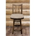 thumbnail image 1 of Homestead Collection Counter Height Barstool w/ Back & Swivel - Buckskin Upholstery, Stain & Lacquer Finish, 1 of 4