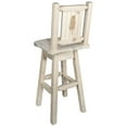 thumbnail image 1 of Homestead Collection Counter Height Barstool w/ Back & Swivel w/ Laser Engraved Pine Tree Design, Ready to Finish, 1 of 5