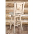 thumbnail image 1 of Homestead Collection Counter Height Barstool w/ Back & Swivel w/ Laser Engraved Wolf Design, Ready to Finish, 1 of 11