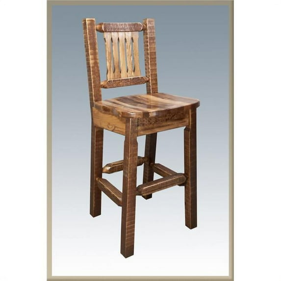 Homestead Collection Counter Height Barstool with Back, Stain & Lacquer