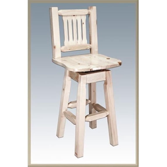 Homestead Collection Counter Height Barstool with Back & Swivel, Clear Lacquer